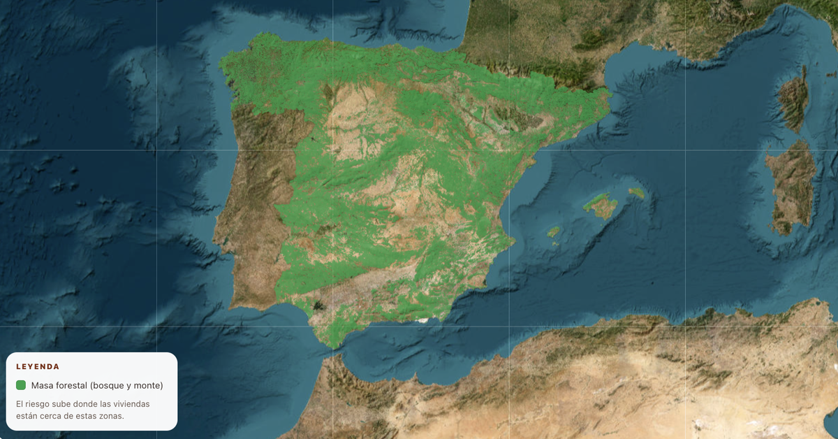Wildfire risk map in Spain