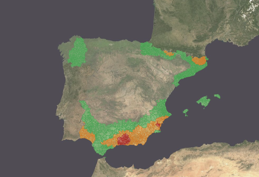 Mapa de sismicidad en España